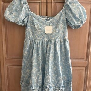 Blue Floral Puff-Sleeve Dress - Altard State